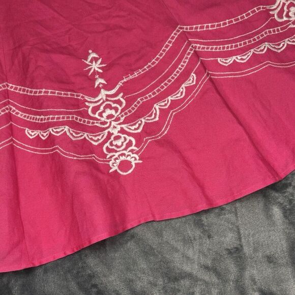 Retro Sz 10 Y2K Hot Pink Prairie Floral Cottage Core Flowy Skirt A Bell Lined - Picture 5 of 13